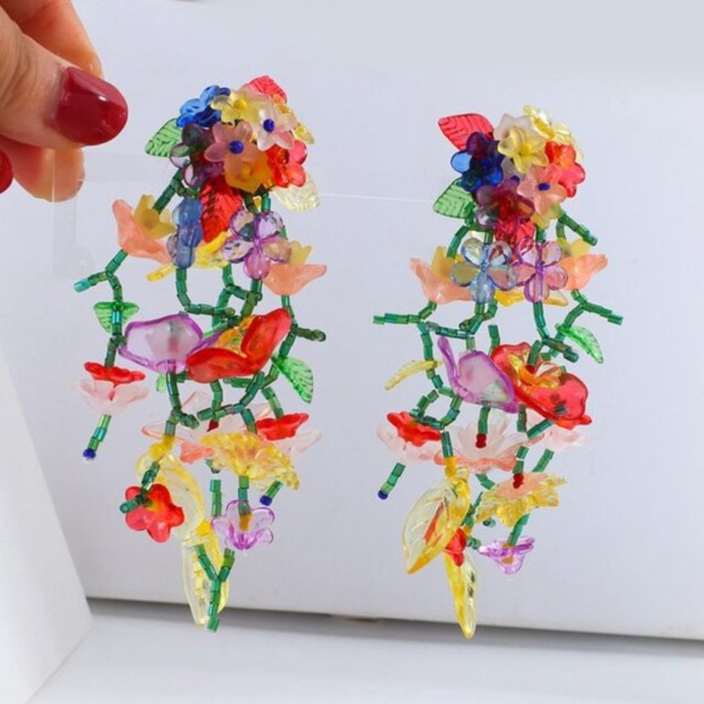 NEW! Anthro hand made flowers earrings - Picture 3 of 6